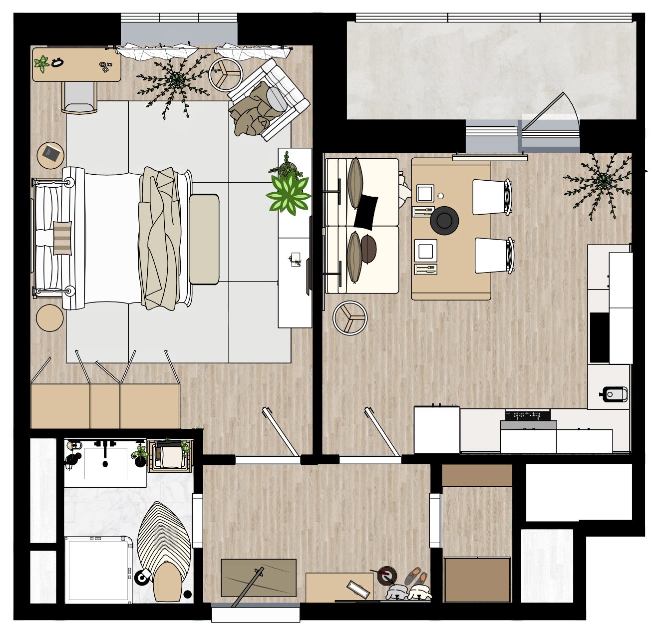 Furnished 2D floor plan